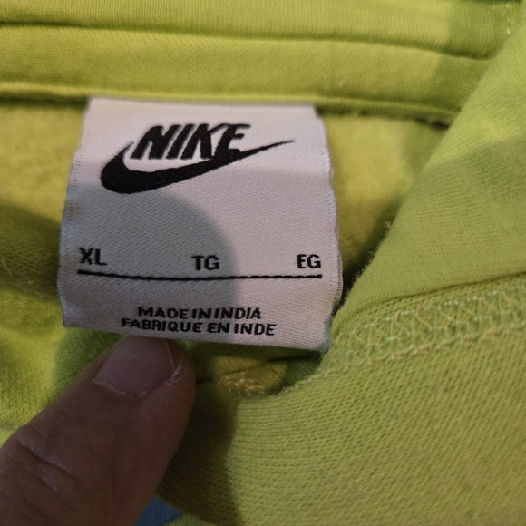 Nike Logo Hoodie - Bright Green, Blue - YOUTH XL - Picture 3 of 8